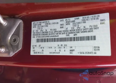 2014 Ford Escape Se from USA, damaged, VIN 1FMCU0GX6EUA82641